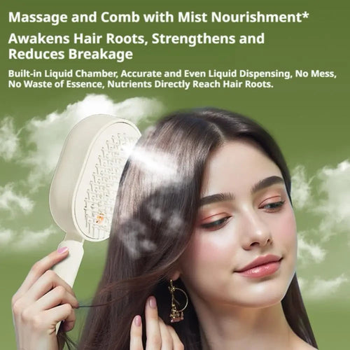 Rechargeable Spray Massage Comb With Red Light Therapy Detangling Hair Brush With Moisturizing Spray Function For Scalp Care